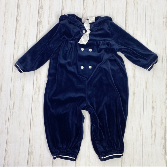 Good Lad Navy Blue Velour Sailor Style One Piece Outfit - Picture 1 of 5